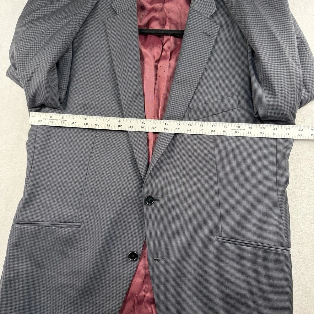 Indochino Suit Mens 44L Pants 36x29 100% Wool Career Houndstooth Blue Brown